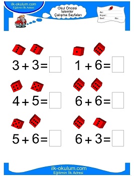 Çocuklar İçin toplam işlemi yaprak testleri 